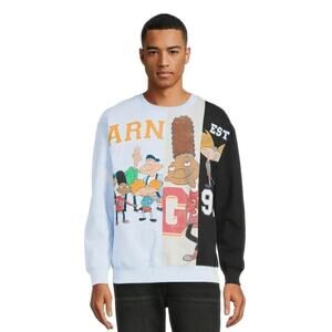 Viacom Nickelodeon Hey Arnold Gray Fleece Sweatshirt Sweater Size Small Y2k 90s